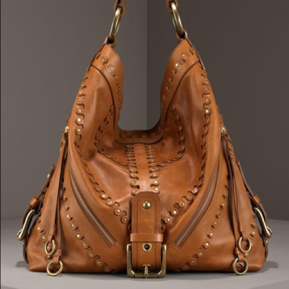 Isabella Fiore Carina Studded Leather Hobo Bag